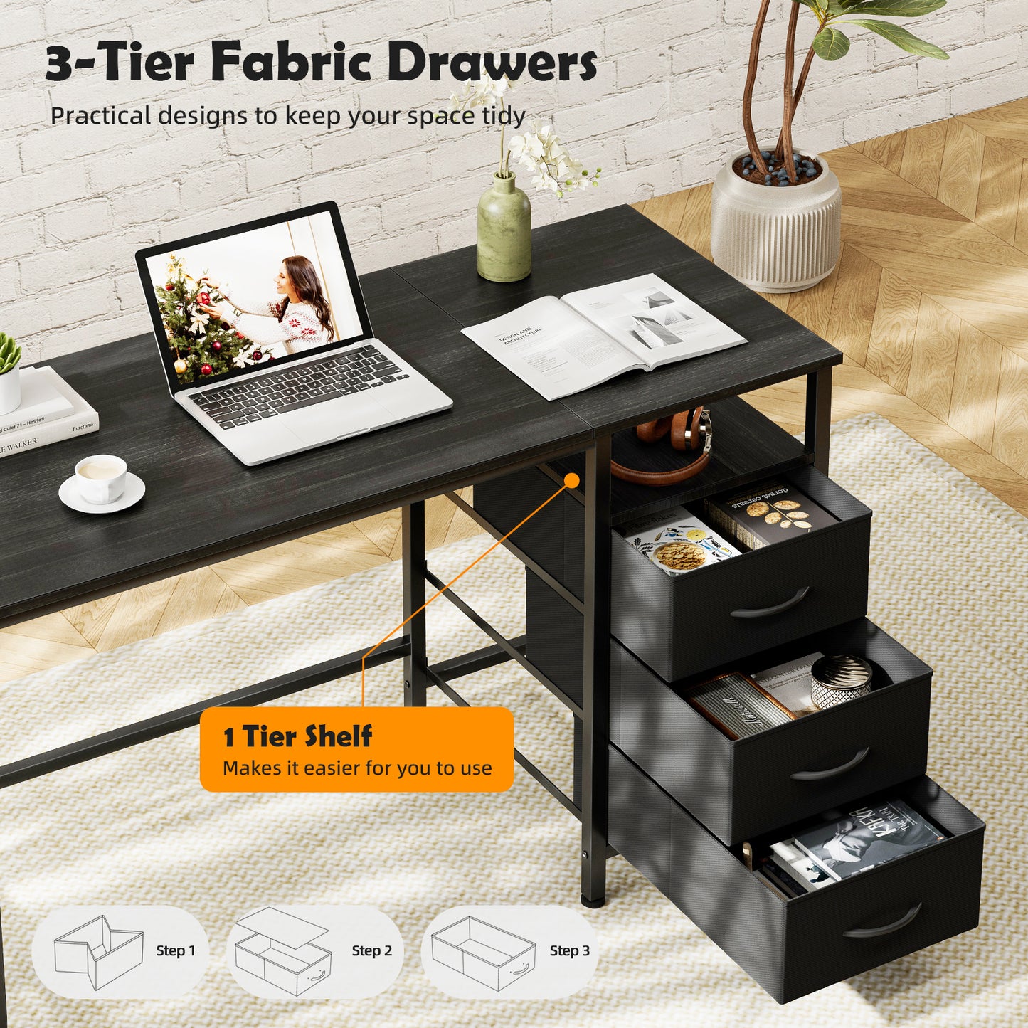 Computer Desk with 3 Drawers