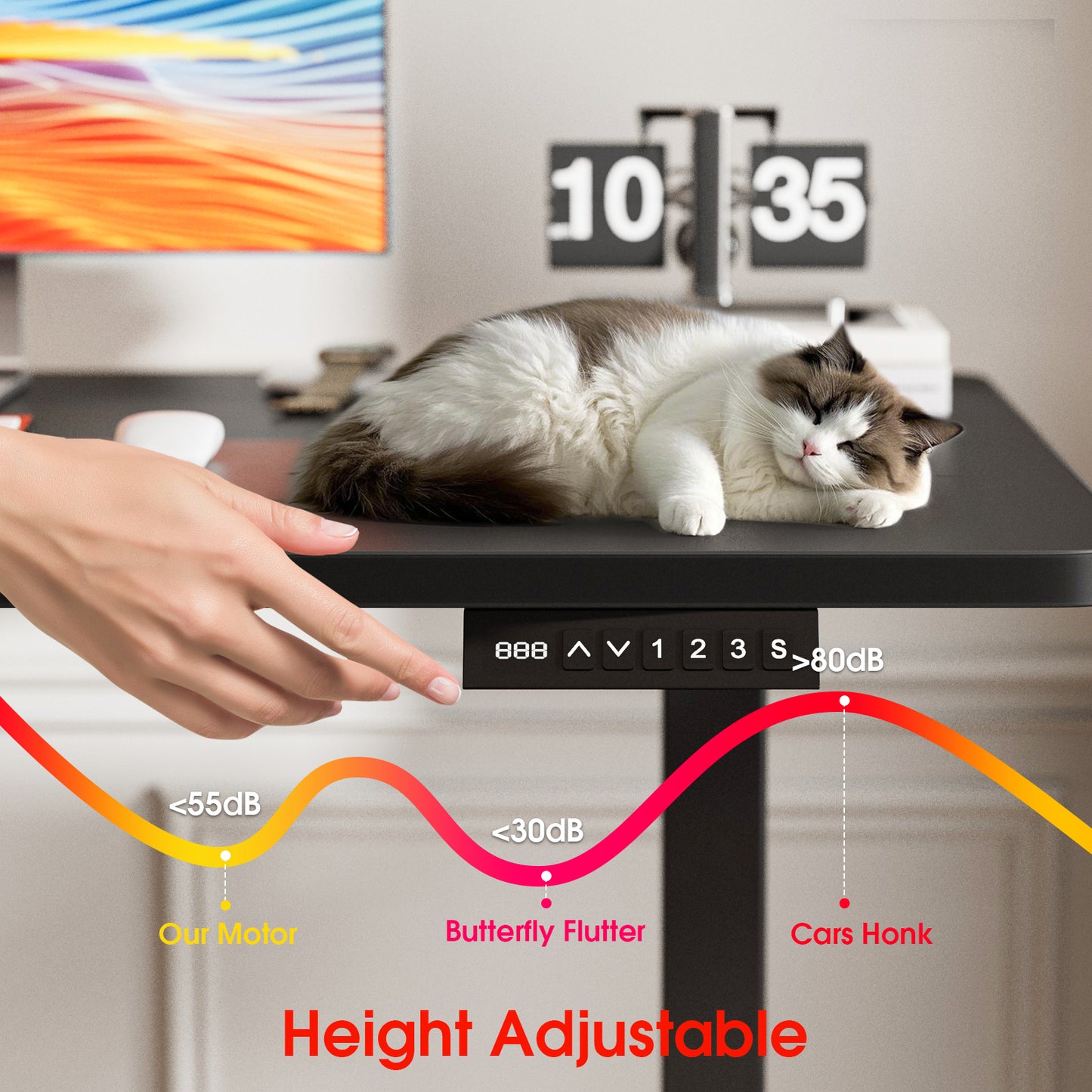 ApexSpace 100x55CM Electric Standing Desk, Height Adjustable Sit Stand Computer Desk with Hooks for Home Office or Study, Black