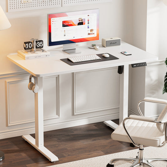 Height Adjustable Sit Stand Desk with Hooks