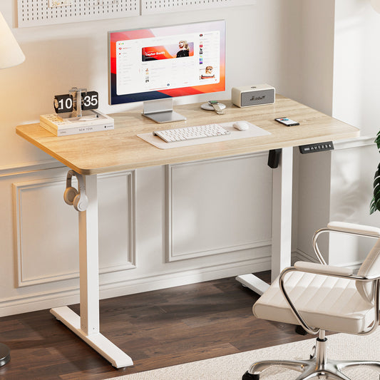 Height Adjustable Sit Stand Desk with Hooks