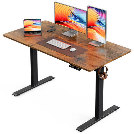 Height Adjustable Sit Stand Desk with Hooks