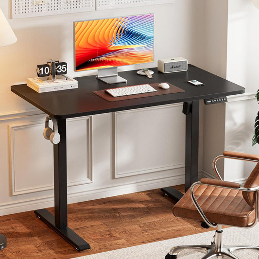 Height Adjustable Sit Stand Desk with Hooks