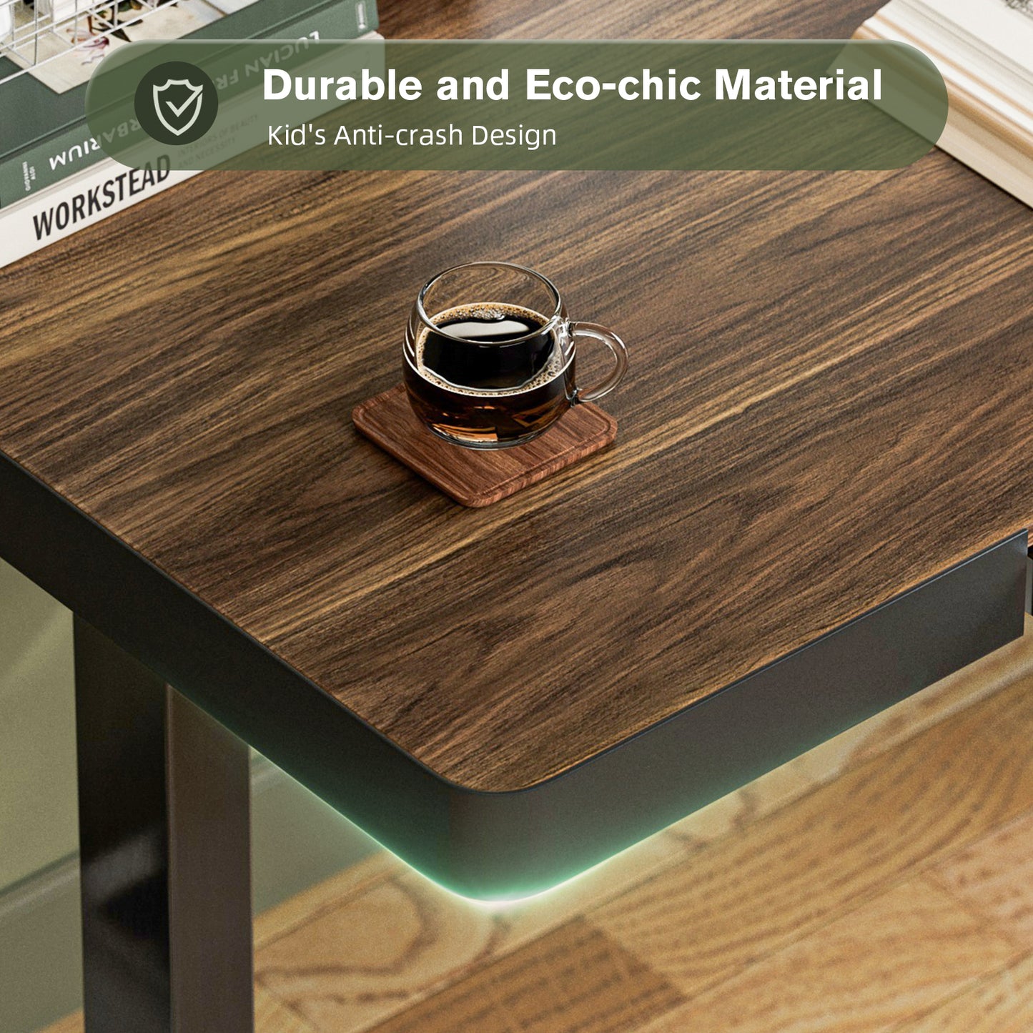 ApexSpace Electric Standing Desk with Drawer, USB Ports & Power Outlets – Height Adjustable, 120×60CM Walnut Finish Table for Home Office